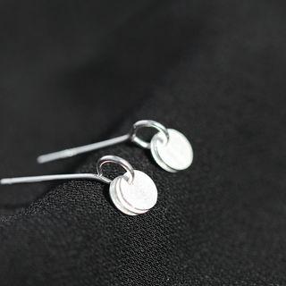 925 Sterling Silver Disc Earring 1 Pair - 3 Wafer Earrings - One Size