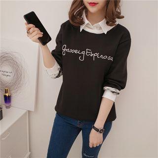 Lettering Mock Two Piece Pullover