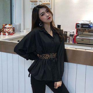 Long-sleeve Leopard Print Belted Shirt