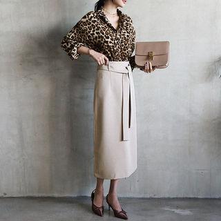 H-line Maxi Skirt With Sash