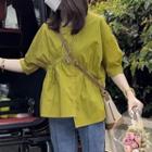 Elbow-sleeve Blouse / Straight Leg Jeans / Set