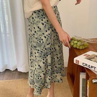 Dot Print Chiffon Midi Skirt