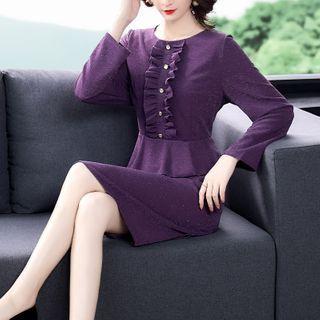 Ruffled Knit Mini A-line Dress