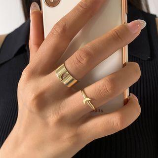 Set: Moon / Star Alloy Open Ring