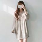 Cable Knit V-neck Long Sleeve Sweater Dress