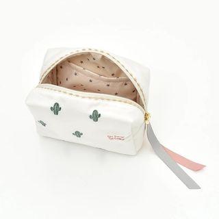 Cactus Embroidered Cosmetic Bag