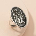 Embossed Alloy Open Ring Ring - Silver - One Size