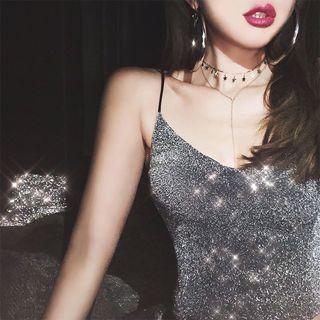 Glitter Spaghetti Strap Dress