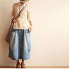 Denim A-line Skirt Blue - One Size