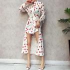 Balloon Print Dip Back Shirt Dress