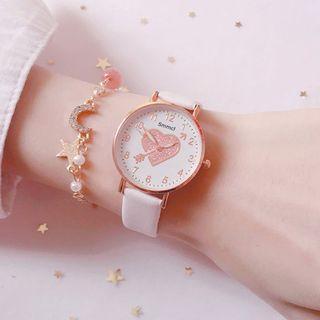 Glitter Heart Dial Strap Watch
