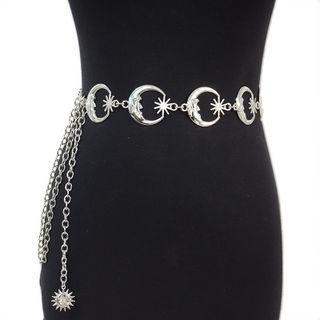 Moon Buckled Metal Chain Belt