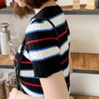Striped Mini Knit Dress Black - One Size