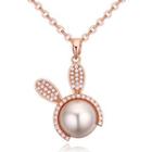 Faux Pearl Rabbit Pendant Necklace