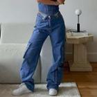 High-waist Loose-fit Pocket Wide-leg Jeans