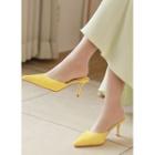Pointy-toe Flared-heel Mules