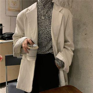 Turtleneck Long-sleeve Dotted Top Black & White - One Size
