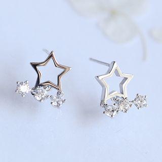 S925 Silver Star Rhinestone Drop Earrings