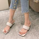 Block Heel Quilted Slide Sandals