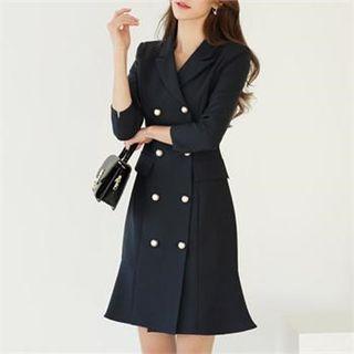 Faux-pearl Buttoned Mermaid Coatdress