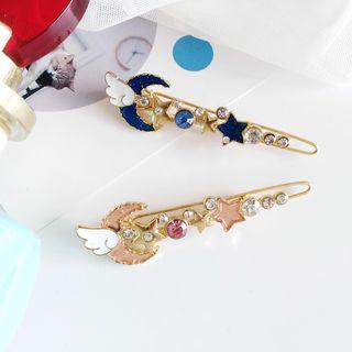 Rhinestone Flying Moon & Star Hair Clip