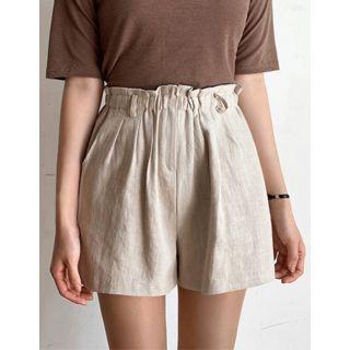 Dali Hotel Paperbag-waist Linen Shorts
