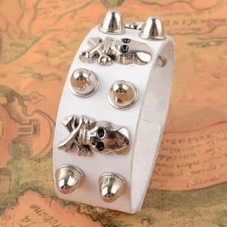 Alloy Skull Studded Faux Leather Bracelet
