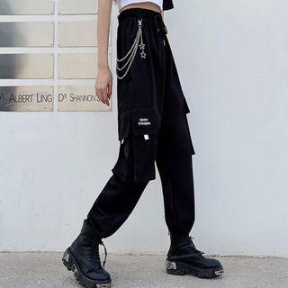 Set: Pocket Detail Harem Pants + Waist Chain