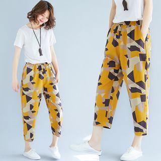 Patterned Crop Harem Pants