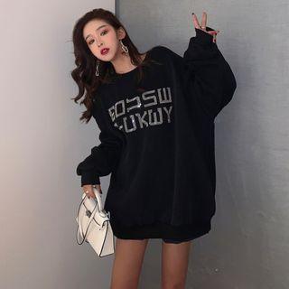 Rhinestone Loose-fit Sweatshirt