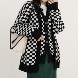 Check Knit Vest / Check Knit Cardigan