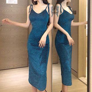 Spaghetti Strap Midi Sheath Dress