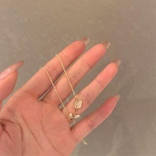 Flower Faux Cat Eye Stone Pendant Alloy Necklace Gold - One Size