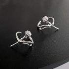 Floral Ear Cuff 1 Pc - Clip On Earrings - Silver - One Size