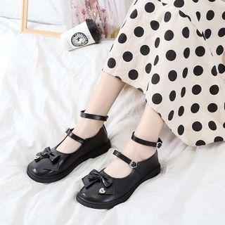 Heart Buckle Bow Mary Jane Pumps