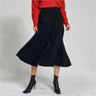 From Seoul Pleated Long Knit Flare Skirt