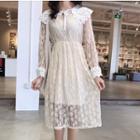 Bell-sleeve Midi A-line Lace Dress