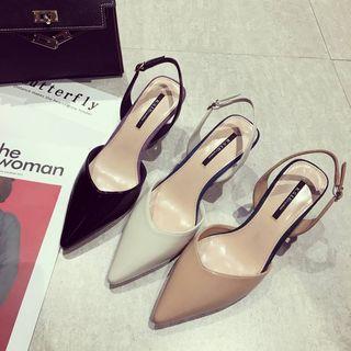 Slingback Pointy-toe Kitten Heels