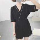 Plain Short-sleeve Playsuit