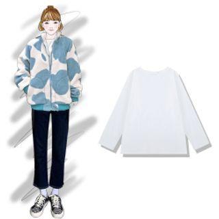 Cow Print Zip Jacket Blue & White - One Size