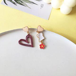 925 Sterling Silver Asymmetric Cat Ear Stud / Clip-on Earring