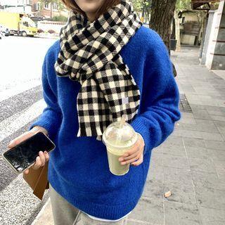 Color-block Plaid Scarf