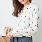 Long Sleeve Perfume Print Blouse