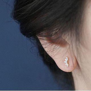 Lotus Rhinestone Sterling Silver Earring
