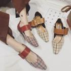 Plaid Buckled Flats