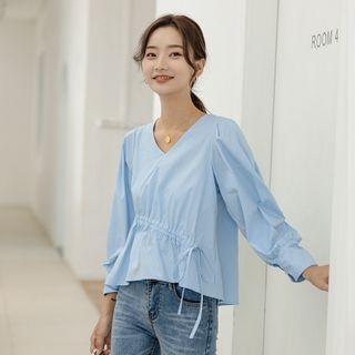 Drawstring Peplum Blouse
