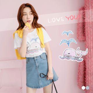 Sequined Whale Graphic Tee