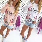 Floral Print Lettering Pullover