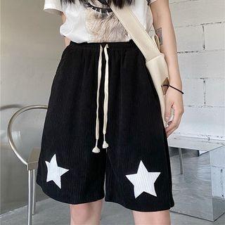 Star Print Corduroy Sweatshorts