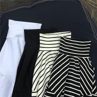 Striped Turtle-neck Loose-fit Long-sleeve T-shirt